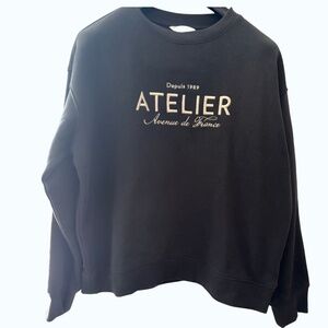 H&M Navy Blue Atelier Sweatshirt - Pre-Loved - Sz Medium